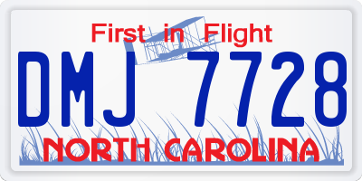 NC license plate DMJ7728