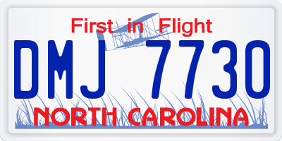 NC license plate DMJ7730