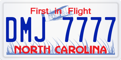 NC license plate DMJ7777