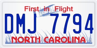 NC license plate DMJ7794