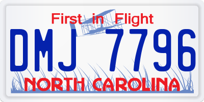 NC license plate DMJ7796