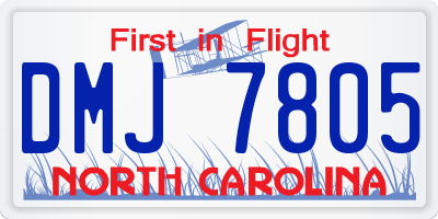 NC license plate DMJ7805