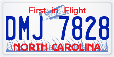 NC license plate DMJ7828