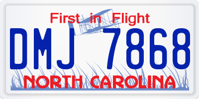 NC license plate DMJ7868