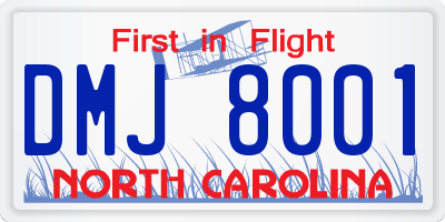 NC license plate DMJ8001