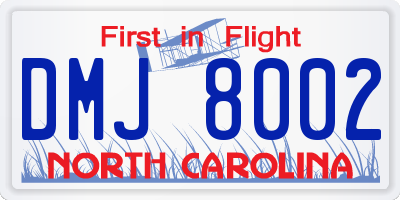 NC license plate DMJ8002