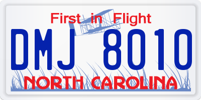NC license plate DMJ8010