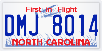 NC license plate DMJ8014