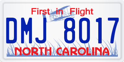 NC license plate DMJ8017