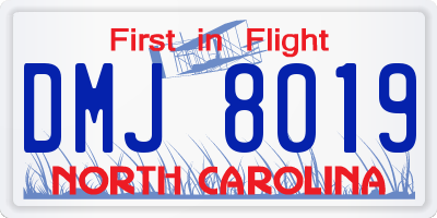 NC license plate DMJ8019