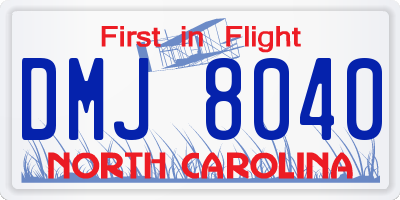 NC license plate DMJ8040