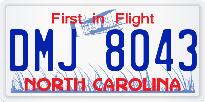 NC license plate DMJ8043