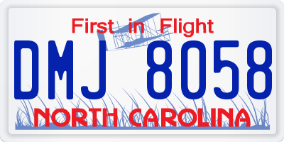 NC license plate DMJ8058