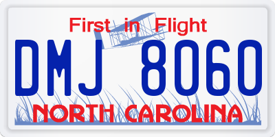 NC license plate DMJ8060
