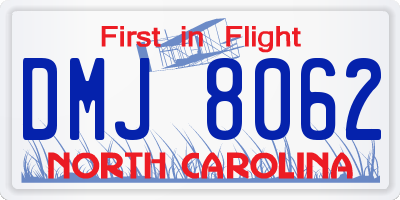 NC license plate DMJ8062