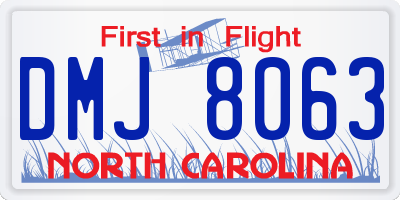 NC license plate DMJ8063