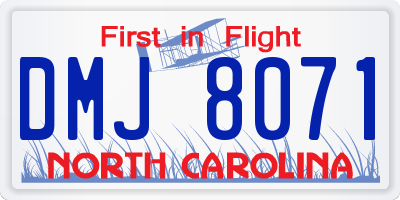 NC license plate DMJ8071