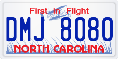 NC license plate DMJ8080