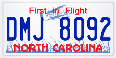 NC license plate DMJ8092