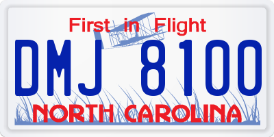 NC license plate DMJ8100