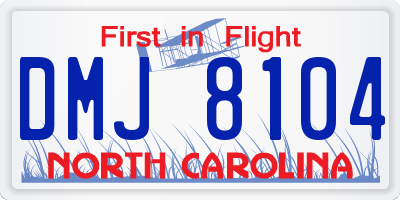 NC license plate DMJ8104