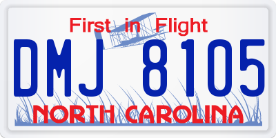 NC license plate DMJ8105