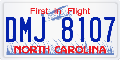 NC license plate DMJ8107