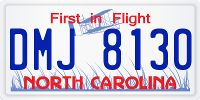 NC license plate DMJ8130