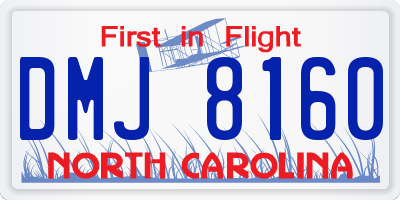 NC license plate DMJ8160