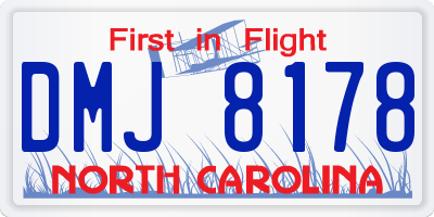 NC license plate DMJ8178