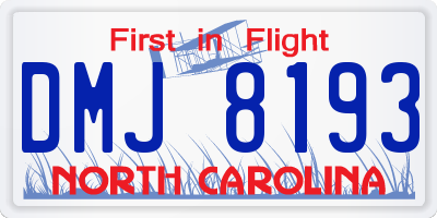 NC license plate DMJ8193
