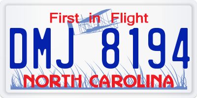 NC license plate DMJ8194