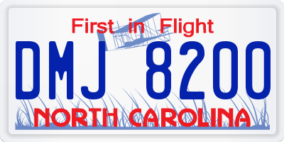 NC license plate DMJ8200