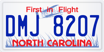 NC license plate DMJ8207