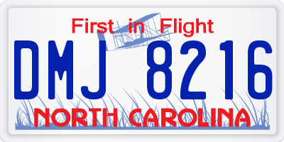 NC license plate DMJ8216