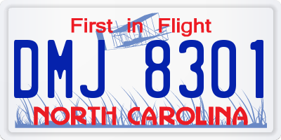 NC license plate DMJ8301