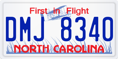 NC license plate DMJ8340