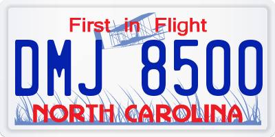 NC license plate DMJ8500