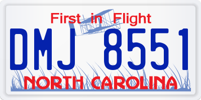 NC license plate DMJ8551