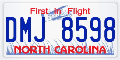 NC license plate DMJ8598