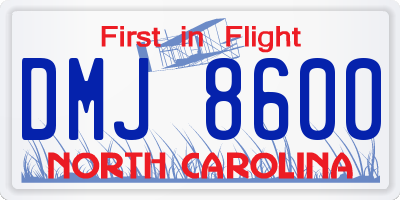 NC license plate DMJ8600