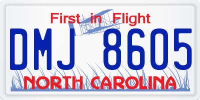 NC license plate DMJ8605