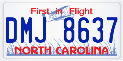 NC license plate DMJ8637