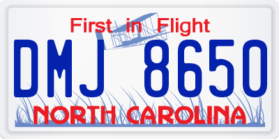 NC license plate DMJ8650