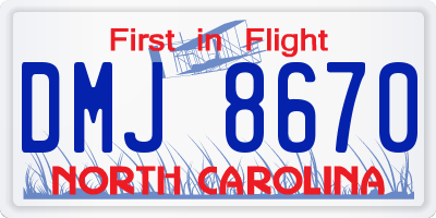 NC license plate DMJ8670