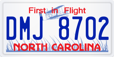 NC license plate DMJ8702