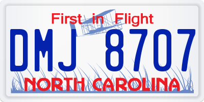 NC license plate DMJ8707