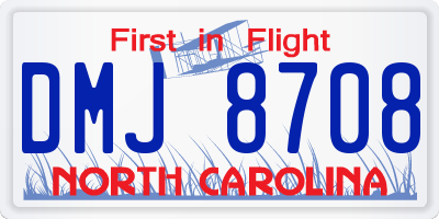 NC license plate DMJ8708