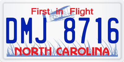 NC license plate DMJ8716