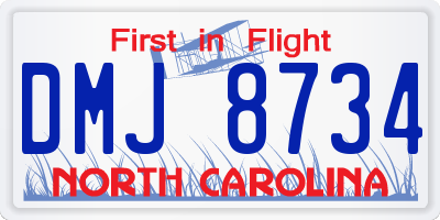 NC license plate DMJ8734